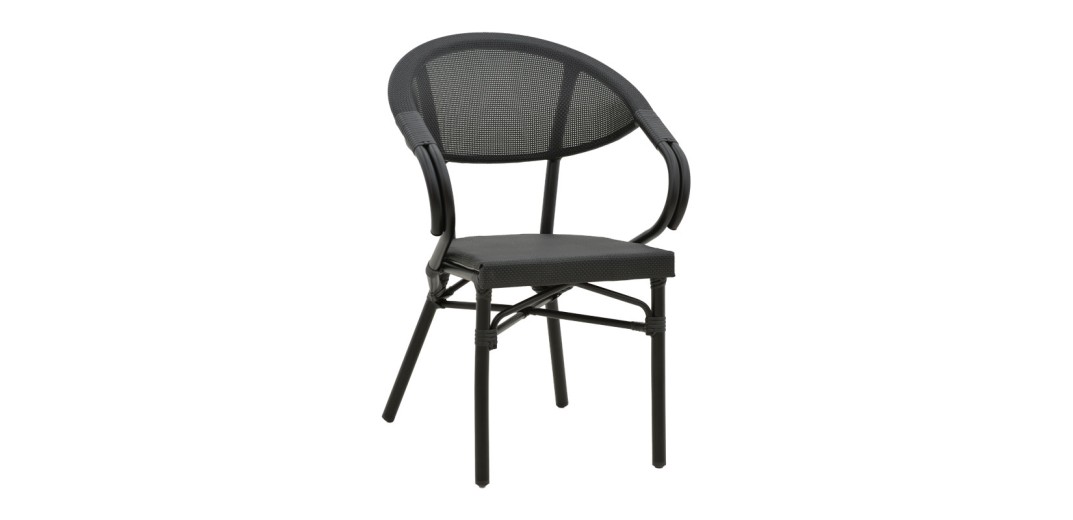 Πολυθρόνα Isaia pakoworld μαύρο αλουμίνιο-textilene μαύρο 57x57x83εκ