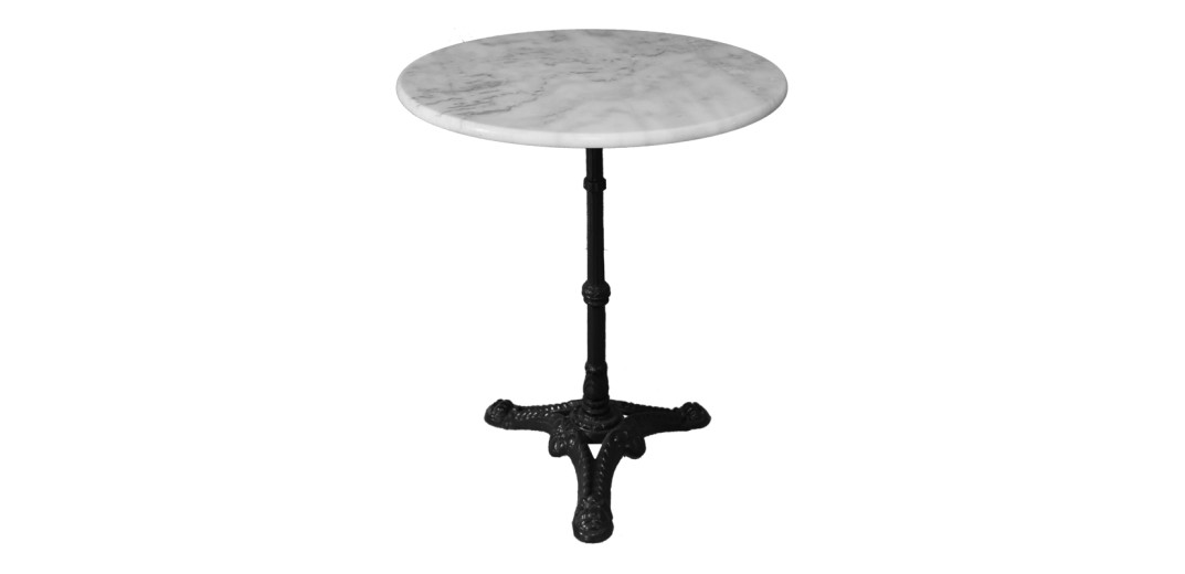 Τραπέζι μαρμάρινο Ancara pakoworld μαντέμι σε λευκή-μαύρη απόχρωση  Φ60x70.8εκ