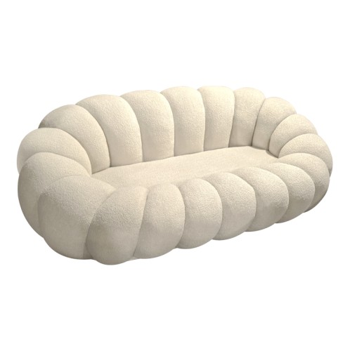 Καναπές Embrace pakoworld μπουκλέ ύφασμα σε μπεζ απόχρωση 180x105x65εκ