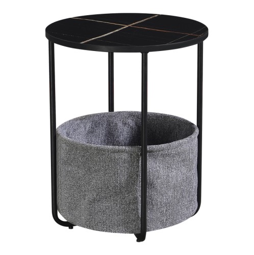 Βοηθητικό τραπέζι Fredami pakoworld μαύρο μαρμάρου Φ40x50εκ