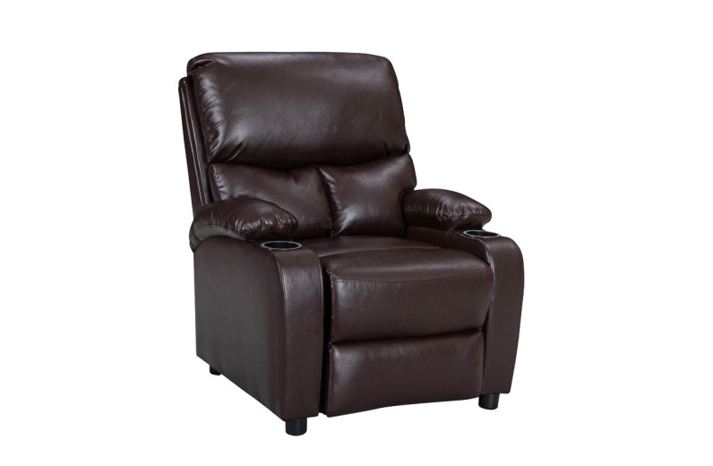 Πολυθρόνα relax με ποτηροθήκη Gartia pakoworld  καφέ PU 79x94x102εκ