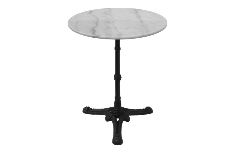 Τραπέζι μαρμάρινο Ancara pakoworld μαντέμι σε λευκή-μαύρη απόχρωση Φ70x70.8εκ