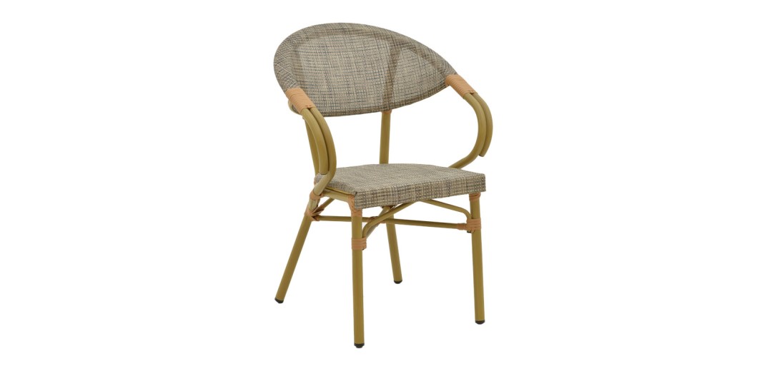 Πολυθρόνα Isaia pakoworld φυσικό αλουμίνιο-textilene γκρι 57x57x83εκ