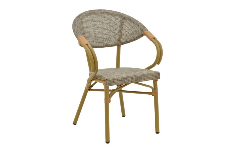 Πολυθρόνα Isaia pakoworld φυσικό αλουμίνιο-textilene γκρι 57x57x83εκ