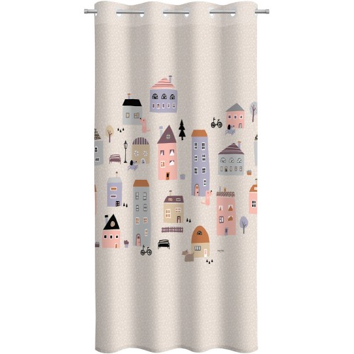 Παιδική & Βρεφική Κουρτίνα Soft-Touch Puppy Pink με Τρουκς