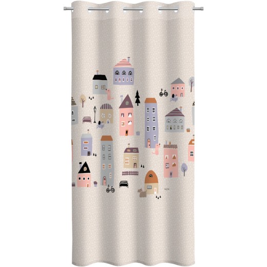 Παιδική & Βρεφική Κουρτίνα Soft-Touch Puppy Pink με Τρουκς