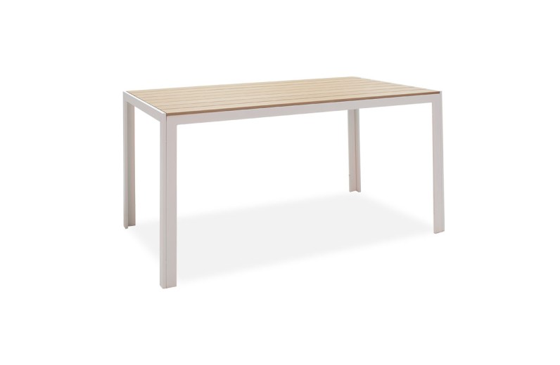 Τραπέζι Nares pakoworld αλουμίνιο λευκό-plywood φυσικό 140x80x72.5εκ
