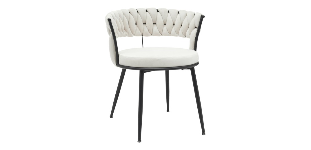 Πολυθρόνα Alkia pakoworld σε κρεμ βελούδο με πόδι μαύρο μέταλλο 60x57x68εκ