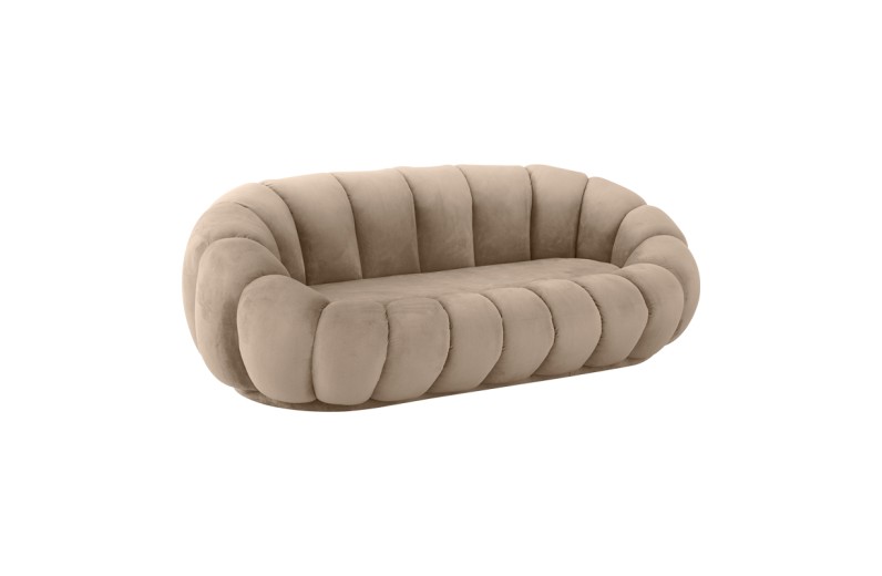 Καναπές Embrace pakoworld βελούδο σε μπεζ  απόχρωση 180x105x65εκ