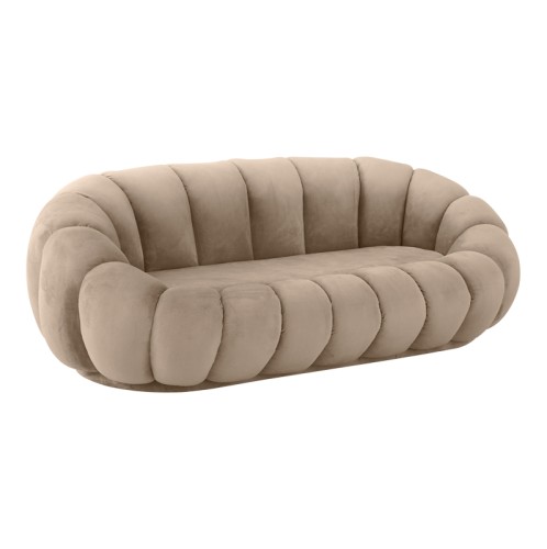 Καναπές Embrace pakoworld βελούδο σε μπεζ  απόχρωση 180x105x65εκ