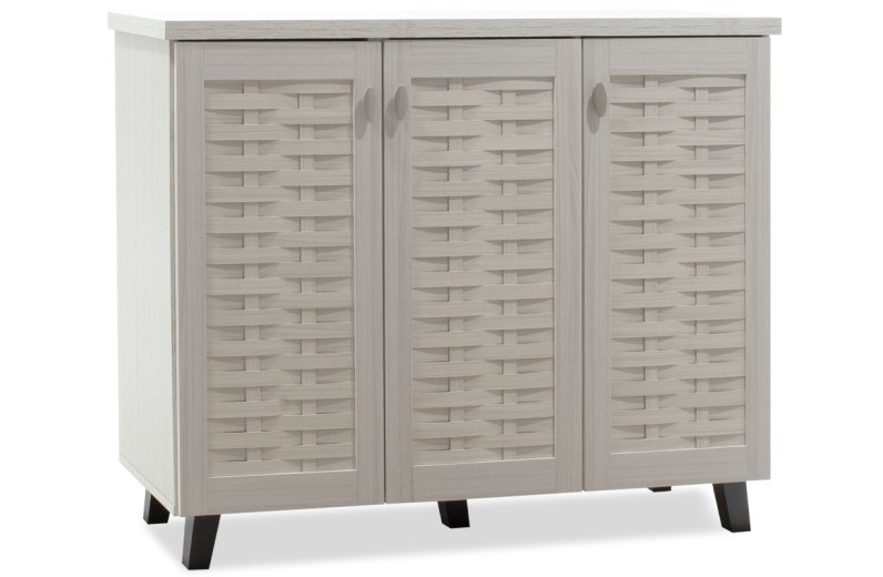 Παπουτσοθήκη-ντουλάπι MANTAM pakoworld 16 ζεύγων χρώμα λευκό-γκρι 115,5x40x92εκ