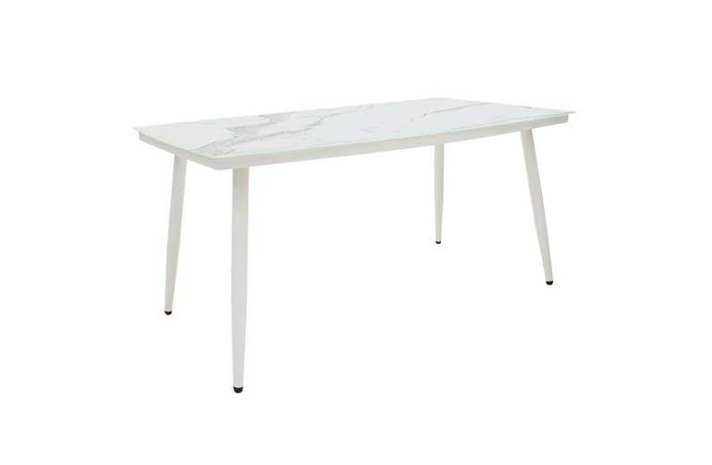 Τραπέζι Zeren pakoworld μέταλλο λευκό-γυαλί 160x90x78εκ