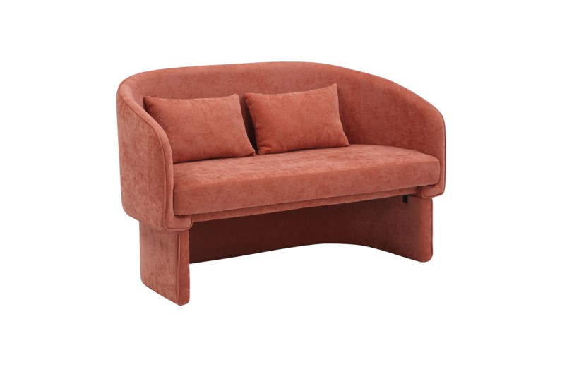 Καναπές διθέσιος Playmob pakoworld ύφασμα σε κεραμιδί απόχρωση 128x65x79εκ