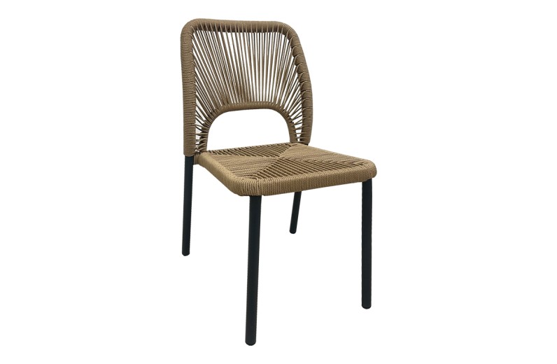 Καρέκλα αλουμινίου Norture pakoworld στοιβαζόμενη ανθρακί σκελετός-pe rattan σε φυσική απόχρωση 46.5x63x82εκ