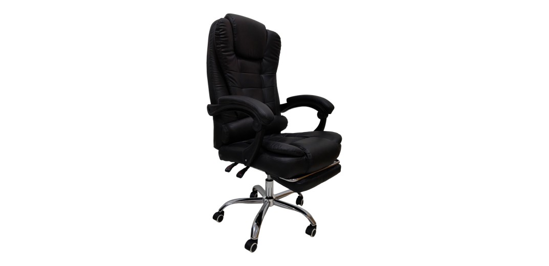 Καρέκλα γραφείου διευθυντή με υποπόδιο Worko pakoworld pu σε μαύρη απόχρωση 66x62x113-121εκ