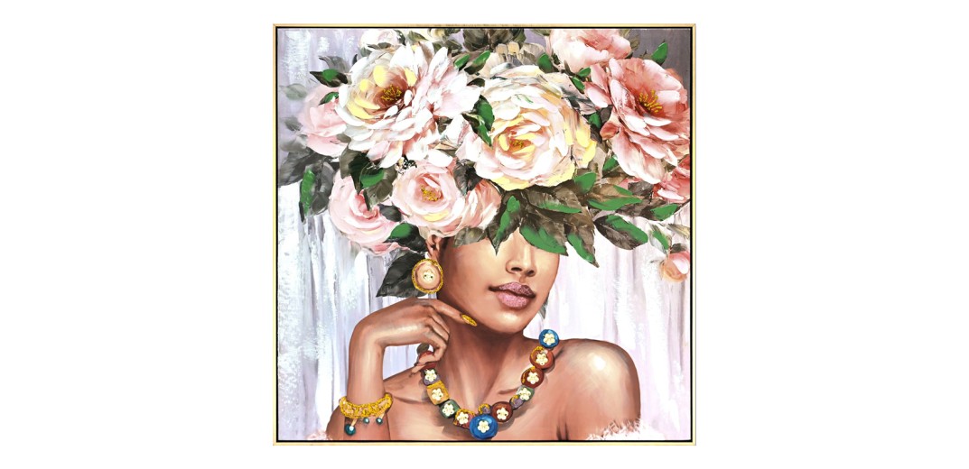 Πίνακας σε καμβά Flowergirl Inart 82x4.5x82εκ