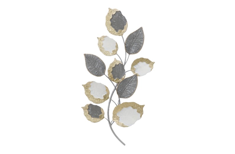 Διακοσμητικό τοίχου Neone Inart μέταλλο σε χρυσή-λευκή-γκρι απόχρωση 47,5x89x6εκ