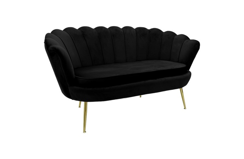 Καναπές 2θέσιος Daimon pakoworld βελούδο μαύρο 134x70x77εκ