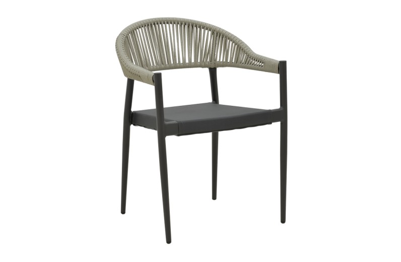 Πολυθρόνα αλουμινίου Elation pakoworld στοιβαζόμενη ανθρακί σκελετός-textilene ανθρακί rattan 56x52x76εκ