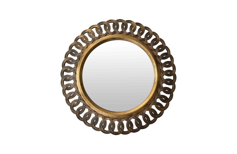 Καθρέπτης Atic Inart σε χρυσή αντικέ απόχρωση Φ50.8x5.3εκ