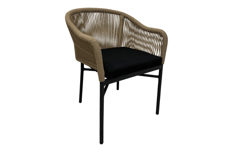 Πολυθρόνα αλουμινίου Legana pakoworld ανθρακί σκελετός--pe rattan σε φυσική απόχρωση 56x66x82εκ