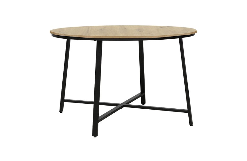 Τραπέζι Gianno pakoworld φυσικό-πόδι μαύρο Φ120x76εκ