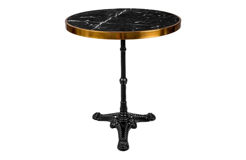 Τραπέζι μαρμάρινο Andeket pakoworld μαντέμι σε μαύρη-χρυσή απόχρωση Φ70x72εκ