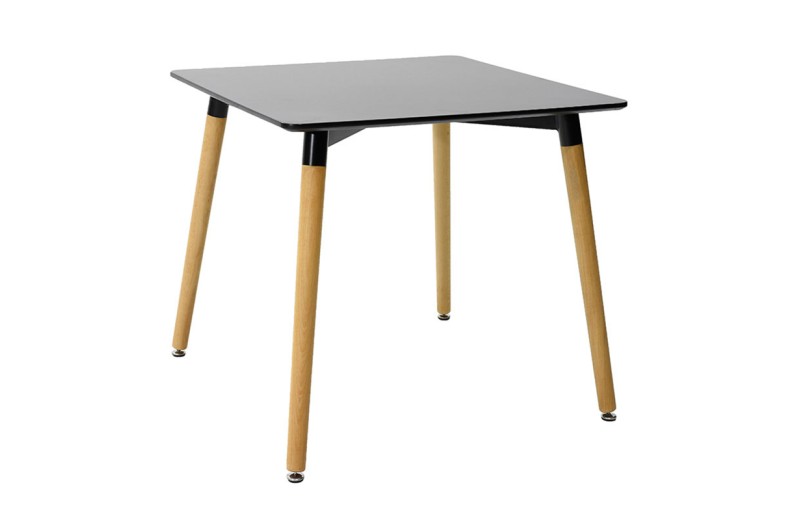 Τραπέζι Natali pakoworld MDF μαύρο-πόδια φυσικό 80x80x76εκ