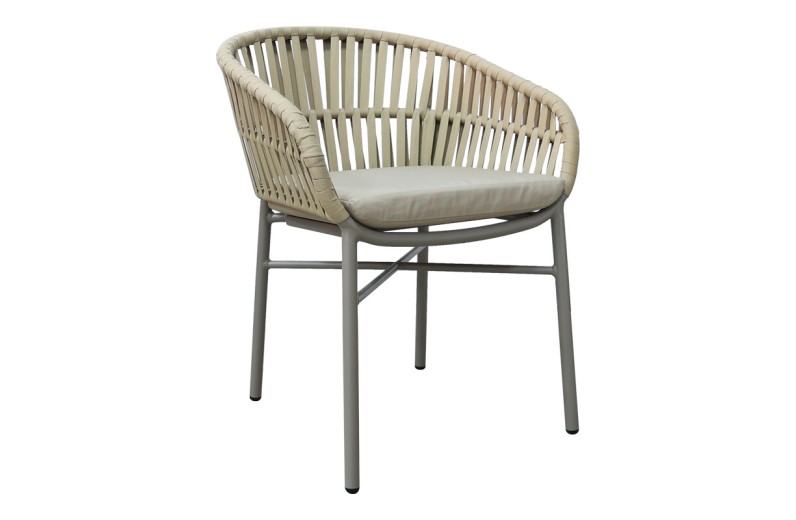 Πολυθρόνα Frama pakoworld αλουμίνιο-pe σχοινί σε καφε απόχρωση και μαξιλάρι 57x60x78εκ