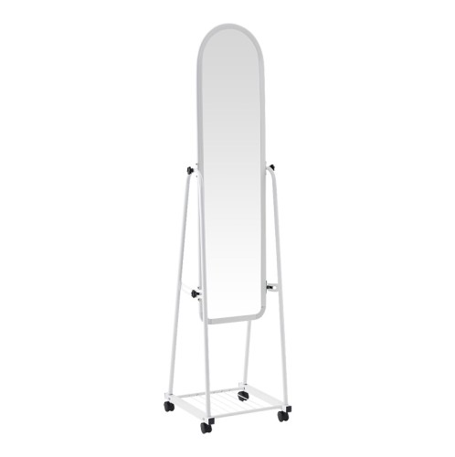 Καθρέπτης τροχήλατος Lomna pakoworld pp-μεταλλικός με ράφι σε λευκή απόχρωση 38.5x37.5x160εκ