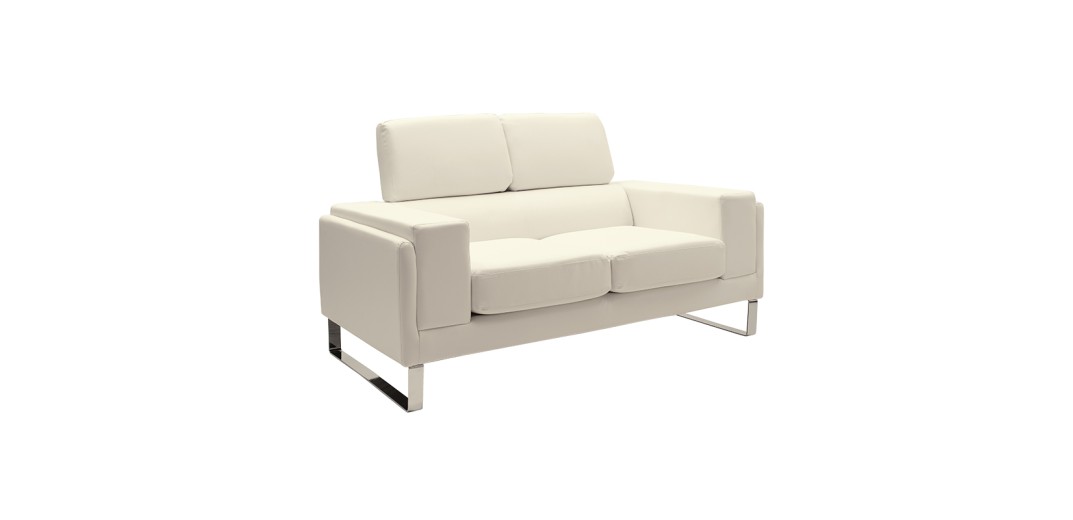 Καναπές Shea pakoworld 2θέσιος PU ivory-inox 158x80x87εκ