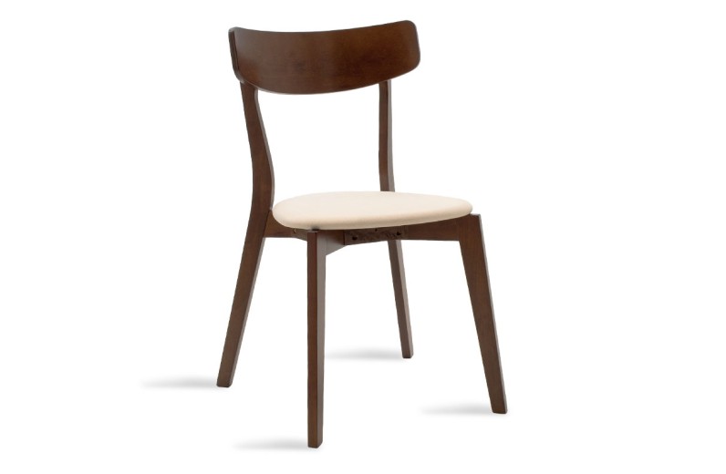 ΣΕΤ 2 TMX Καρέκλα Toto pakoworld μπεζ ύφασμα-rubberwood καρυδί πόδι