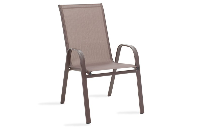 Πολυθρόνα Calan pakoworld μέταλλο σκούρo καφέ-textilene καφέ 54x74x91εκ