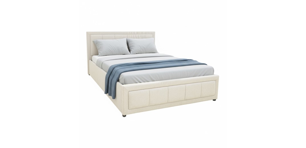 Κρεβάτι Huga pakoworld με αποθηκευτικό χώρο ύφασμα μπεζ 120x200εκ