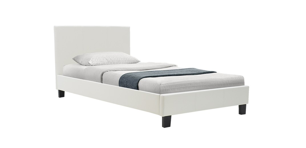 Κρεβάτι Nevil pakoworld 100x200 PU χρώμα λευκό ματ