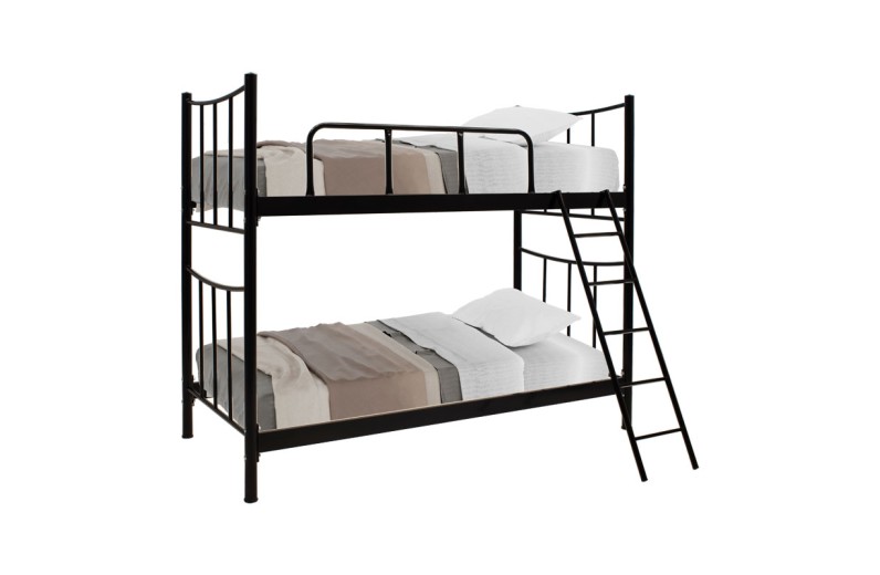 Κρεβάτι-κουκέτα Winston pakoworld μεταλλικό μαύρο gloss 90x190εκ