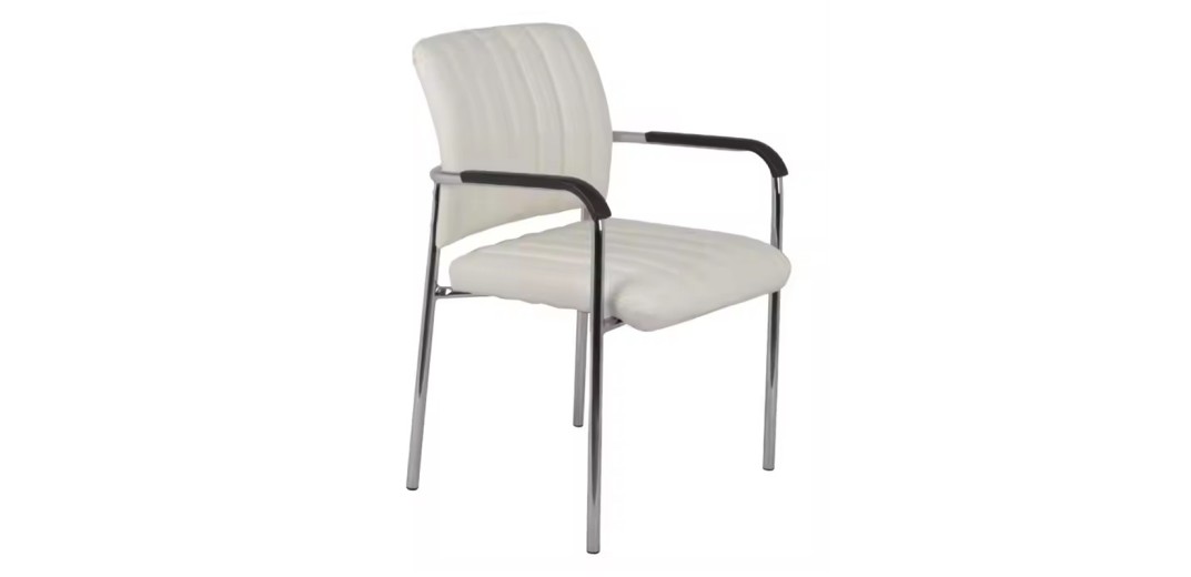 Καρέκλα επισκέπτη στοιβαζόμενη Cazen pakoworld λευκό pu-πόδι χρωμίου 55x49x84εκ