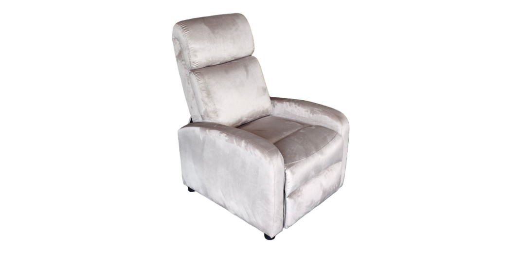 Πολυθρόνα relax Norva pakoworld βελούδο σε γκρι απόχρωση 68.5x86x100εκ
