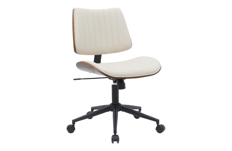 Καρέκλα γραφείου εργασίας Amani pakoworld μπεζ pu-καρυδί plywood 52x54x90.5εκ