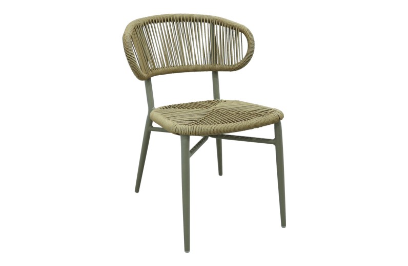 Καρέκλα στοιβαζόμενη Agus pakoworld αλουμίνιο καφέ-pe rattan σε φυσική απόχρωση 55x63x77εκ