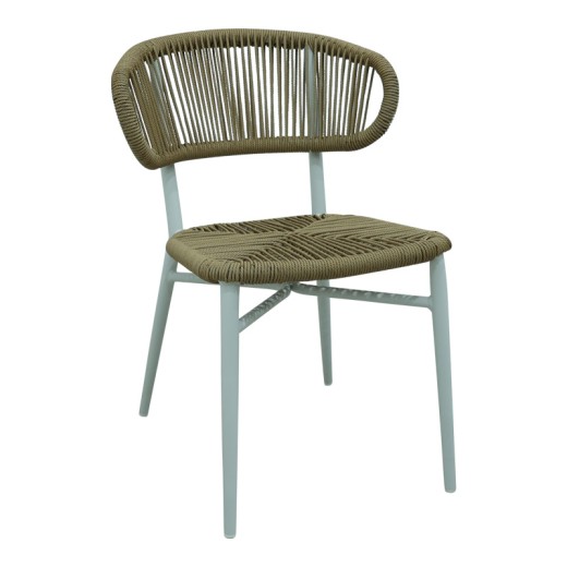 Καρέκλα στοιβαζόμενη Agus pakoworld αλουμίνιο σε λευκό- pe rattan σε φυσική απόχρωση 55x63x77εκ