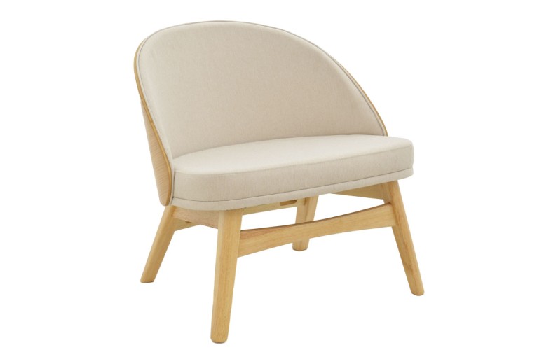 ΣΕΤ 2 TMX Καρέκλα Sarian pakoworld μπεζ ύφασμα-rubberwood φυσικό πόδι 69,5x71x70.5εκ