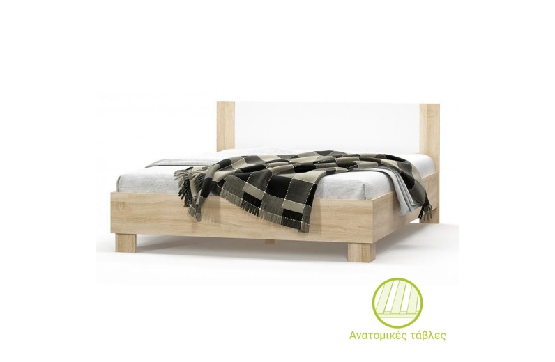 Κρεβάτι Geneva pakoworld φυσικό-λευκό 180x200εκ