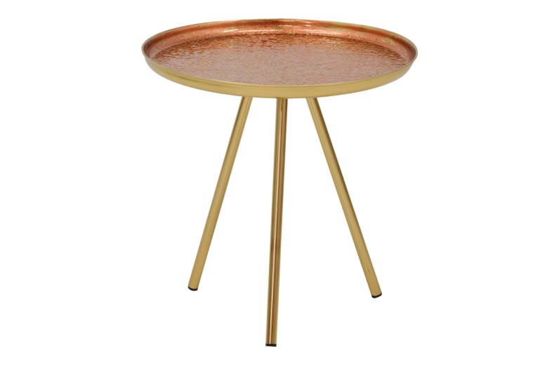 Βοηθητικό τραπέζι Jacksie Inart μπρονζέ-χρυσό μέταλλο Φ46x48εκ