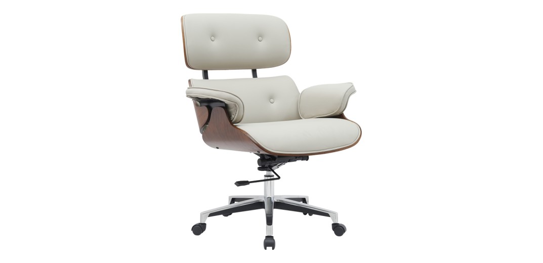 Καρέκλα γραφείου διευθυντή Kobane pakoworld μπεζ pu-βάση χρωμίου 84x75x113.5εκ