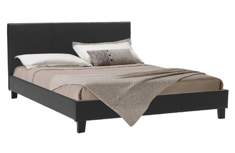 Κρεβάτι Nevil pakoworld 150x200 PU χρώμα μαύρο ματ