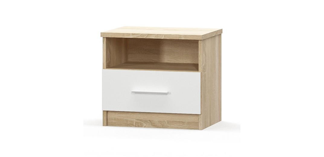 ΣΕΤ 2 TMX Κομοδίνο Geneva pakoworld φυσικό-λευκό 50x37x45.5εκ