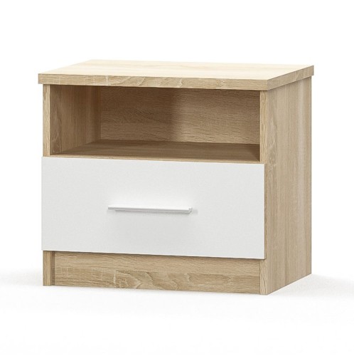 ΣΕΤ 2 TMX Κομοδίνο Geneva pakoworld φυσικό-λευκό 50x37x45.5εκ