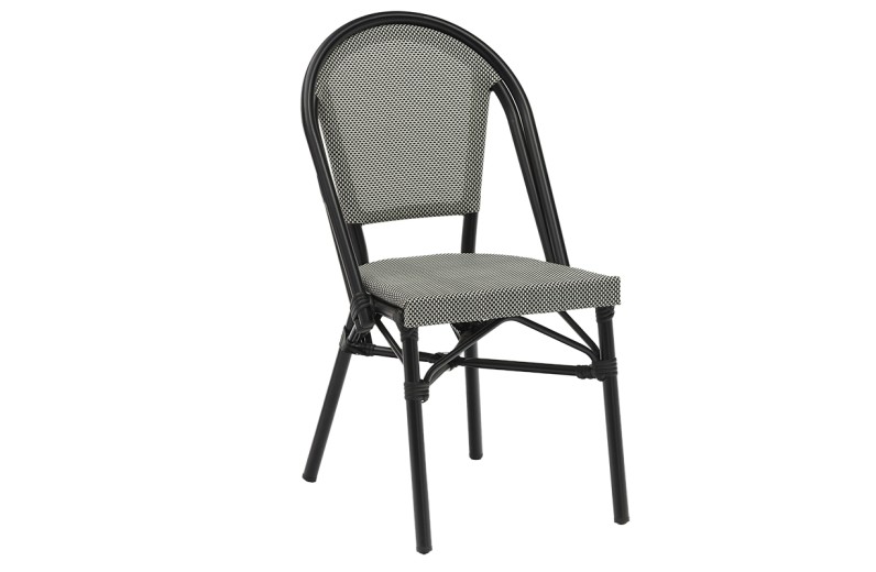 Καρέκλα Paris pakoworld αλουμίνιο μαύρο-textilene ασπρόμαυρο