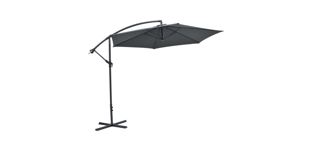 Ομπρέλα με βάση Jiopel pakoworld μονοκόμματος ιστός αλουμίνιο-ύφασμα μπεζ-γκρι Φ3m